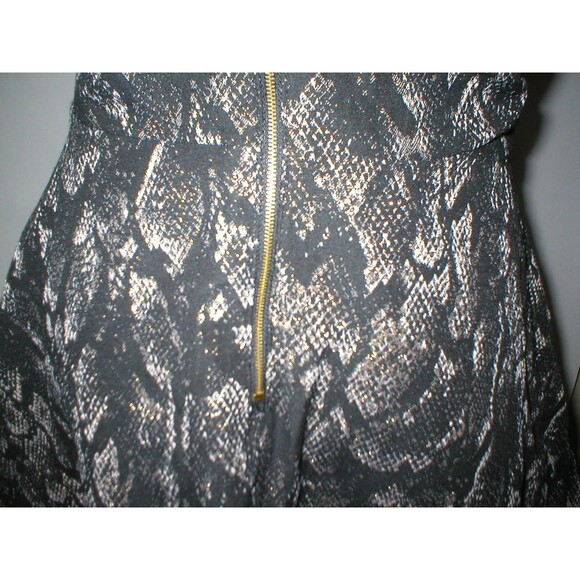 New 6 Express $118 Womens Strapless Metallic Gold Black Snake Fit Flare Dress - Picture 8 of 12
